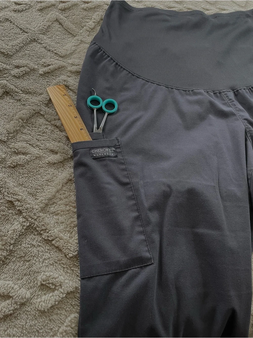 Cherokee Maternity/Comfort Stretch Panel Gray Scrub Pants ~ Sz Medium Medical - Picture 3 of 10